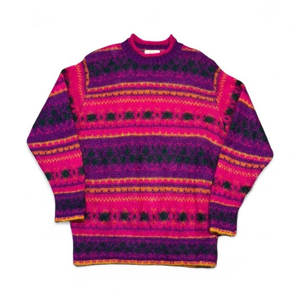 United Colors Of Benetton Sweaters - VTG 90s United colors of Benetton mohair geometric fair isle sweater 48 womens M